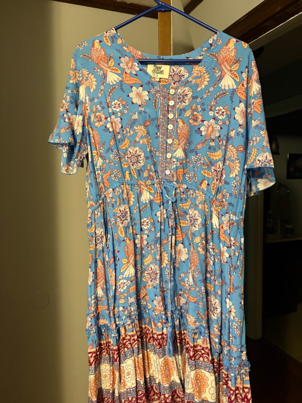 River Goddess Blue and Orange Dress with